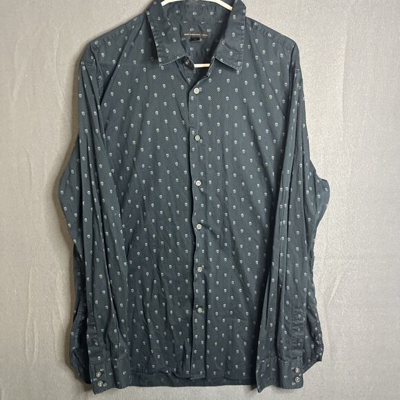 John‎ Varvatos Star USA Long Sleeve Button Up Shirt Size XL Mini Skull Print AOP - Picture 1 of 8